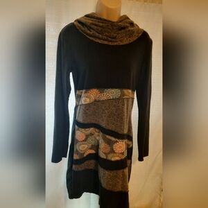 Elegant Black and Orange Long Sleeve Dress